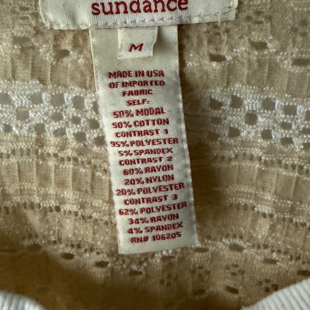 Sundance Clara waffle knit thermal lace long sleeve Henley, M - Picture 4 of 8